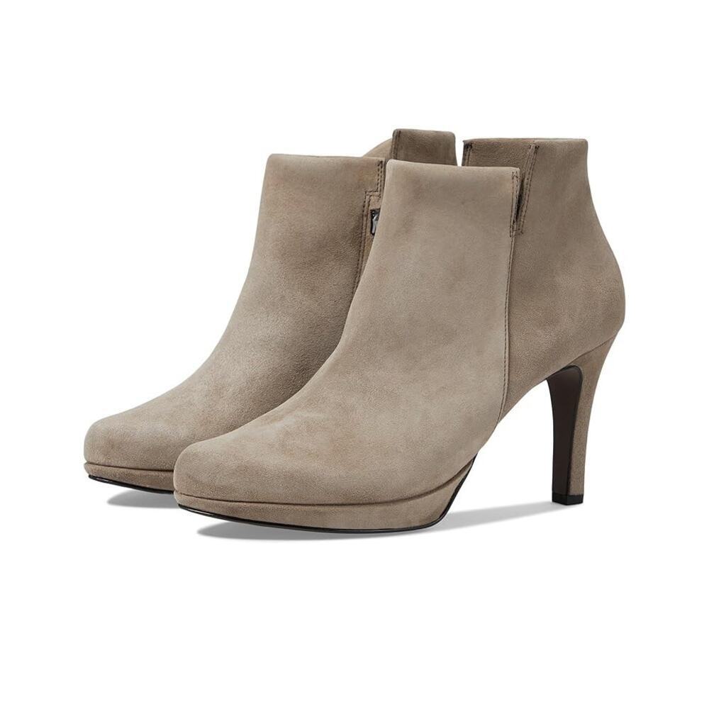 Paul Green Suave Fango Suede High Heel Ankle Boots Almond Toe Size 8.5 NWB